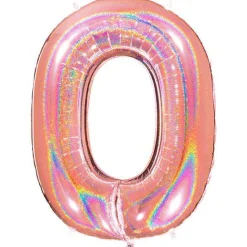 Number 0 Glitter Rose Gold Foil Balloon - 40"<Party Delights Online