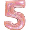 Number 5 Glitter Rose Gold Foil Balloon - 40"<Party Delights Sale
