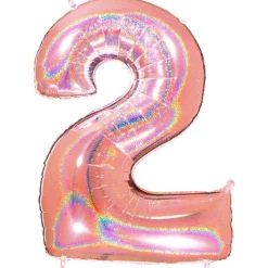 Number 2 Glitter Rose Gold Foil Balloon - 40"<Party Delights Clearance