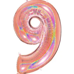 Number 9 Glitter Rose Gold Foil Balloon - 40"<Party Delights Clearance