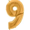 Number 9 Gold Foil Balloon - 64"<Party Delights Discount