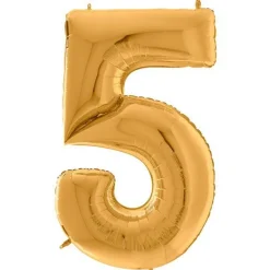 Number 5 Gold Foil Balloon - 64"<Party Delights Online