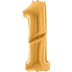 Number 1 Gold Foil Balloon - 64"<Party Delights Online