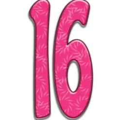 Number 16 Pink Cardboard Cutout - 173Cm X 92Cm<Party Delights Clearance