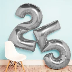Number 3 Silver Foil Balloon - 64"<Party Delights Discount