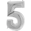 Number 5 Silver Foil Balloon - 64"<Party Delights Best