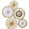 Oh Baby Gold Foiled Fan Decorations (5Pk)<Party Delights Sale