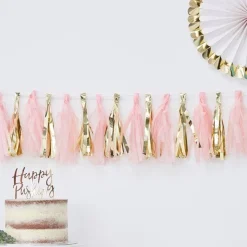 Oh Baby Pink & Gold Tassel Garland (16Pk)<Party Delights Hot