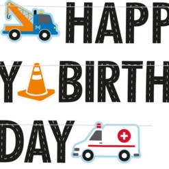 On The Road 'Happy Birthday' Paper Letter Banner - 1.8M<Party Delights Clearance