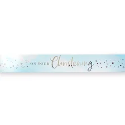 On Your Christening Blue Foil Banner - 2.74M<Party Delights Best