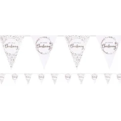 On Your Christening Pink Paper Bunting - 3.7M<Party Delights Best