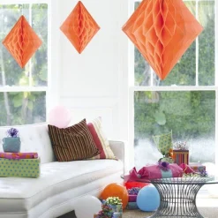 Orange Honeycomb Diamond Decoration - 30Cm<Party Delights