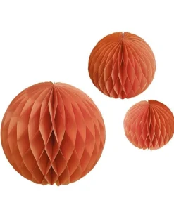 Party Delights Hanging Decorations<Orange Paper Honeycomb Hanging Decorations (3Pk)