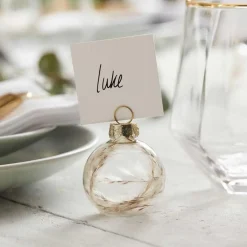 Party Delights Tableware<Pampas Filled Glass Bauble Place Card Holders - 5.5Cm (6Pk)