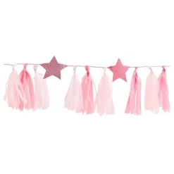 Pamper Party Pink Glitter Star Tassel Garland - 2M<Party Delights Clearance