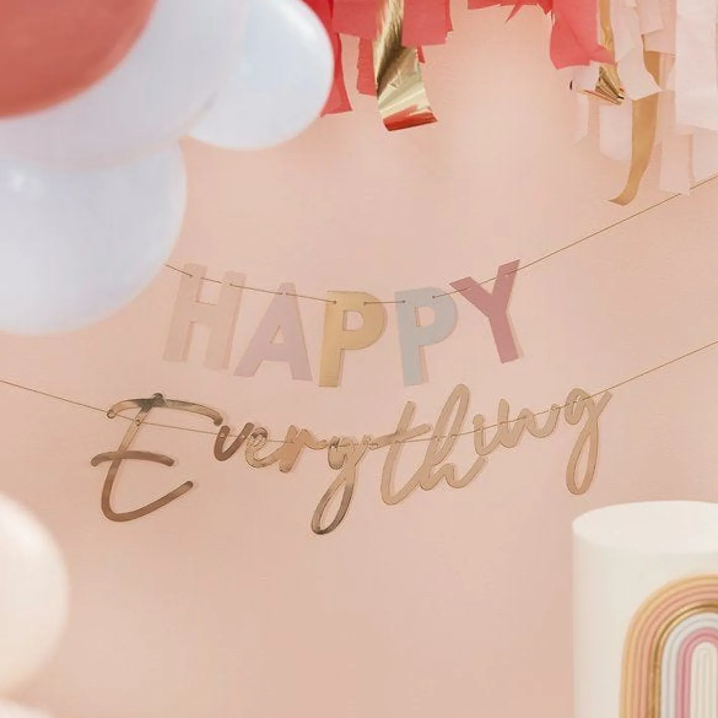 Pastel And Gold Happy Everything Party Bunting<Party Delights New