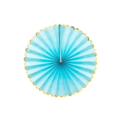 Pastel Blue & Gold Paper Fans (3Pk)<Party Delights Discount