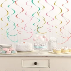 Pastel Hanging Swirl Decorations (12Pk)<Party Delights Online
