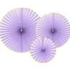 Pastel Lilac & Gold Paper Fans (3Pk)<Party Delights Clearance