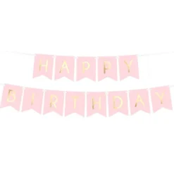 Pastel Pink & Gold Happy Birthday Banner - 1.7M<Party Delights Sale