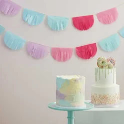 Pastel Tissue Paper Fringe Bunting - 3M<Party Delights Clearance