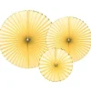 Pastel Yellow & Gold Paper Fans (3Pk)<Party Delights New