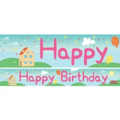 Peppa Pig Style Paper Banners - 1M (3Pk)<Party Delights Sale