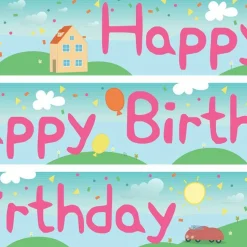 Peppa Pig Style Paper Banners - 1M (3Pk)<Party Delights Sale