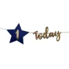 Personalised Navy & Gold 'Today' Bunting With Stickers<Party Delights Online
