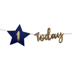 Personalised Navy & Gold 'Today' Bunting With Stickers<Party Delights Online