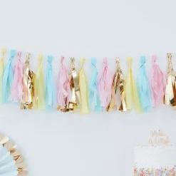 Pick & Mix Pastel & Gold Tassel Garland - 2M<Party Delights Outlet