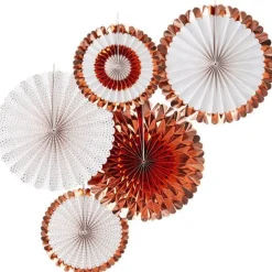 Pick & Mix Rose Gold Fan Decorations (5Pk)<Party Delights Sale