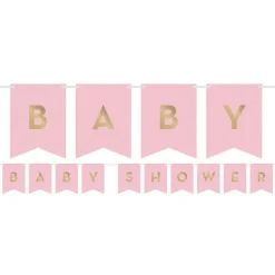 Pink & Gold Customisable Ribbon Banner With Stickers - 1.7M<Party Delights New
