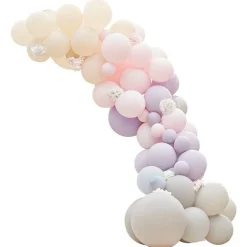 Pink & Lilac Mix Balloon Arch With Hydrangea Flowers - 75 Balloons<Party Delights Discount