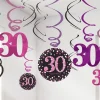 Pink Age 30 Hanging Swirls - 45Cm (12Pk)<Party Delights Discount