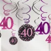 Pink Age 40 Hanging Swirls - 45Cm (12Pk)<Party Delights New