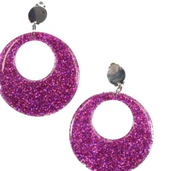 Pink Glitter Mod Earrings<Party Delights Clearance
