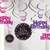 Pink Happy Birthday Hanging Swirls - 45Cm (12Pk)<Party Delights Outlet