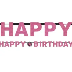 Pink 'Happy Birthday' Holographic Paper Letter Banner - 2.1M<Party Delights Discount