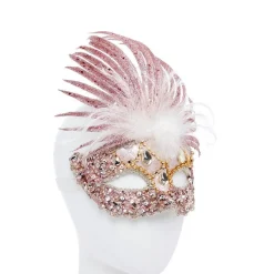 Pink Masquerade Mask With Sequins, Glitter & Feathers<Party Delights