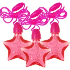 Pink Star Bubble Necklaces - 14.7Ml (4Pk)<Party Delights Hot
