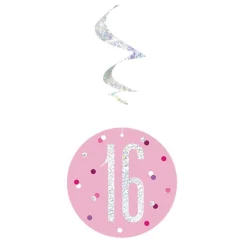 Pink 16Th Birthday Hanging Swirls - 80Cm<Party Delights Discount