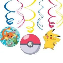 Pokemon Hanging Swirl Decorations (6Pk)<Party Delights Clearance