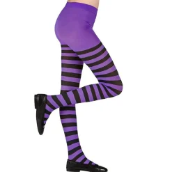 Party Delights Costume Accessories<Purple & Black Tights - Child 7-10 Years