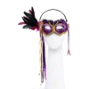 Purple Masquerade Mask With Feathers<Party Delights Clearance