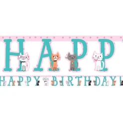 Purr-Fect Party 'Happy Birthday' Paper Banner - 3M<Party Delights Hot