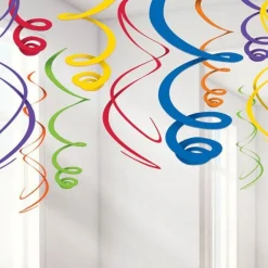 Rainbow Hanging Swirls Decoration - 55Cm (12Pk)<Party Delights Hot