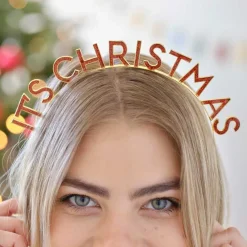 Party Delights Christmas Party Accessories<Red & Gold It's Christmas Metal Headband