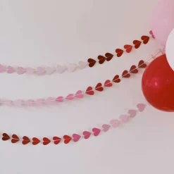 Red & Pink Ombre Heart Paper Garland - 5M<Party Delights Discount