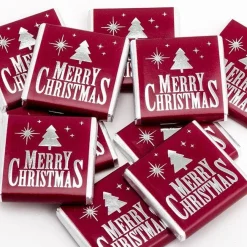 Party Delights Christmas Sweets<Red & Silver Merry Christmas Chocolate Neapolitans X50